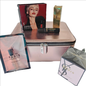 YSL Mon Paris Full Size Candle & 3 mL Spray, Blur Primer Velvet Lip Mascara Case